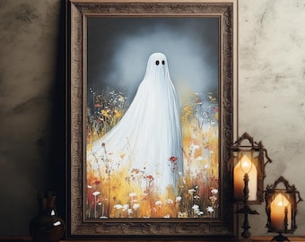 Botanischer Geist Gemalt Geist Wandkunst Vintage Ölgemälde Gothic Dark Academia Wohnkultur Geist Geschenk Halloween Dekor Geist Ätherischer Geist