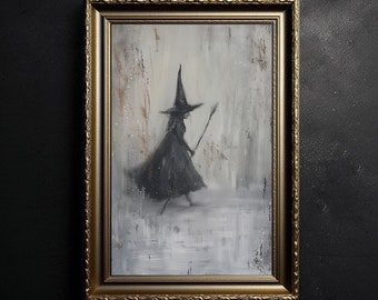 Impresión de bruja pintada, cartel vintage, impresión de cartel de arte, academia oscura, victoriano gótico, impresión de cartel de arte Wicca, decoración del hogar, arte de la pared