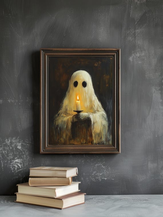 Halloween Ghost Painted Ghost Wall Art Vintage Oil Painting Gothic