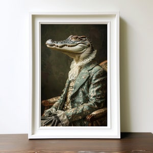 PRINTABLE Victorian Gator Crocodile Wall Art Dark Academia Vintage Photography Animal Art Vintage Home Decor Instant Download Art