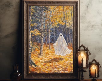Herbst Geist Cottagecore Herbst Gemälde Geist Wand Kunst Vintage Ölgemälde Gothic Dark Academia Wohnkultur Geist Geschenk Gruselig Halloween Dekor