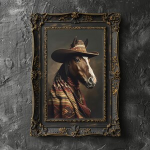Gaucho Horse Wall Art, Animal Decor, Dark Academia, Vintage Western