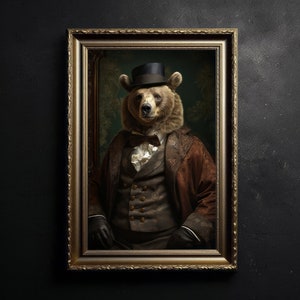 Viktorianischer Bär, Dark Academia, Vintage Fotografie, Tierkunst, Gothic Bär, Vintage Poster, Kunst Poster Druck, Wohnkultur, Witchy Decor