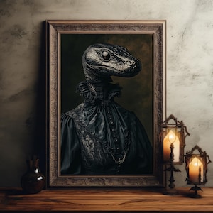 Black Snake Witchy Moody Dark Academia Snake Wall Art, Vintage Gothic Home Decor,  Antique Snake Painting Dark Wall Art