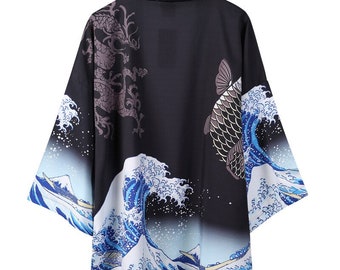Kimono Waves, nouveau style, haut de chemise, kimono