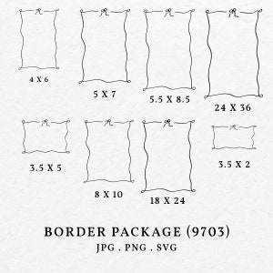 Wavy Scribble Border with Bow – Hand-Drawn Frame (SVG, PNG)