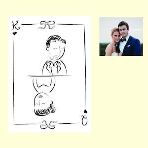 Caprichoso Personalizado Casal Personalizado Cartas de Baralho Ilustração - Noiva e noivo desenhados à mão Personalizar Clip Art Contorno, Recém-casados sob medida