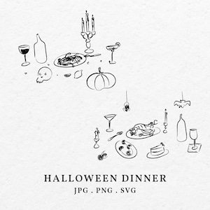 hand drawn halloween dinner clip art