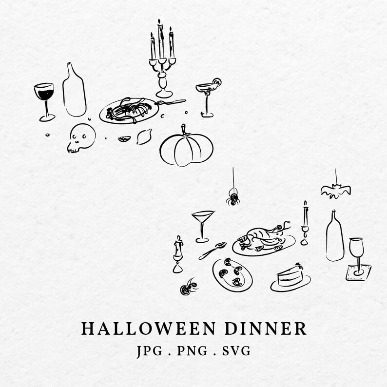 hand drawn halloween dinner clip art