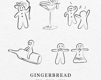 Gingerbread Man Clipart – Hand Drawn Christmas Doodle (SVG, PNG, PDF)