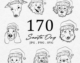 Santa Dog Breed Clip Art – Hand Drawn Christmas Illustrations (SVG, PNG)