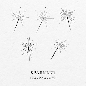 hand drawn sparkler illustration icon SVG PNG bundle