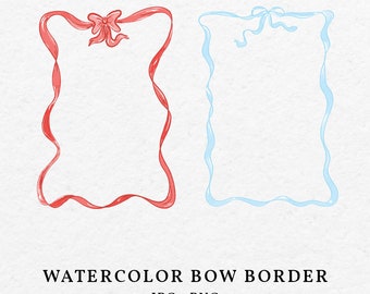 Wasserfarben Schleifen-Bordüre-Rahmen - Illustration (PNG, SVG)