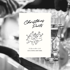 christmas party with hand drawn spruce tree