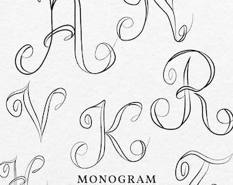 Whimsical Hand-Drawn Monogram Alphabet – SVG, PNG (Digital Download)