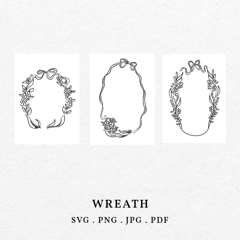 wearth with bow and floral art illustration SVG PNG Bundle