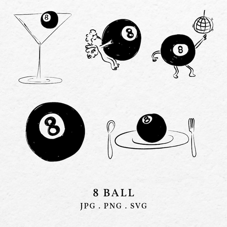 hand drawn 8 ball illustration