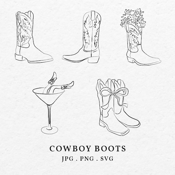 Hand Drawn Cowboy Boots Illustration – Doodle Clipart SVG PNG