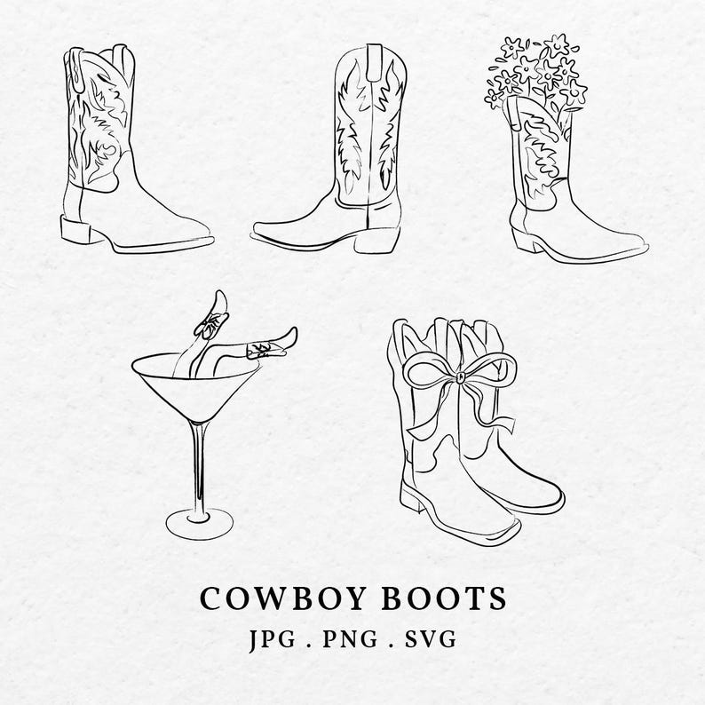hand drawn cowboy boots illustration clip art