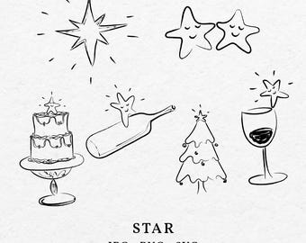 Hand Drawn Christmas Star Clip Art – Doodle SVG PNG Bundle