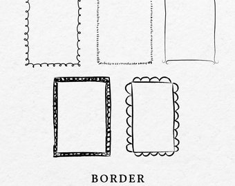 Hand Drawn Border Frame Illustration SVG PNG - Drawing Wedding Invitation Border Whimsical, Scribble Frame Clipart, Curly Squiggly Icon