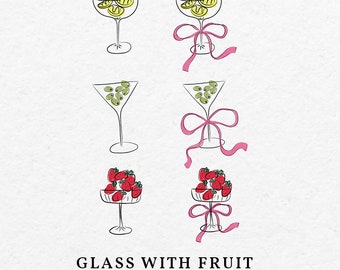 Bundel met handgetekende fruitglasillustratie – grillige bruiloftsuitnodiging clipart (svg, png)