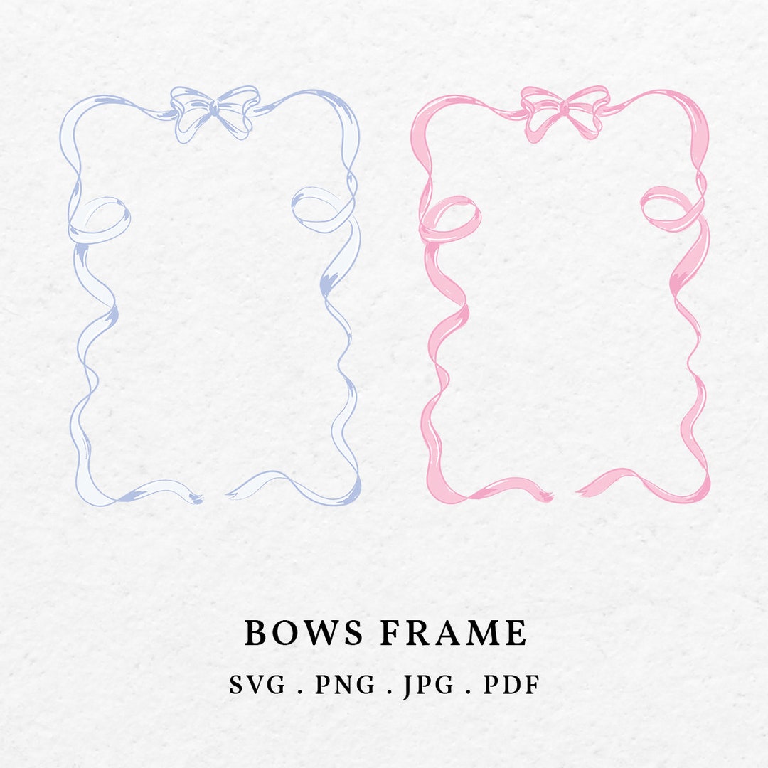 Hand Drawn Bows Frame – Pink & Blue Ribbon Border (SVG, PNG) - Etsy