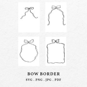Bow Scribble Icon For Wedding Invitation And Baby Shower Illustration SVG PNG - Hand Drawn Ribbon Curvy Squiggle Frame Border, Drawing Bow