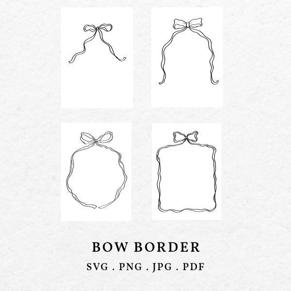 Bow Scribble Icon For Wedding Invitation And Baby Shower Illustration SVG PNG - Hand Drawn Ribbon Curvy Squiggle Frame Border, Drawing Bow