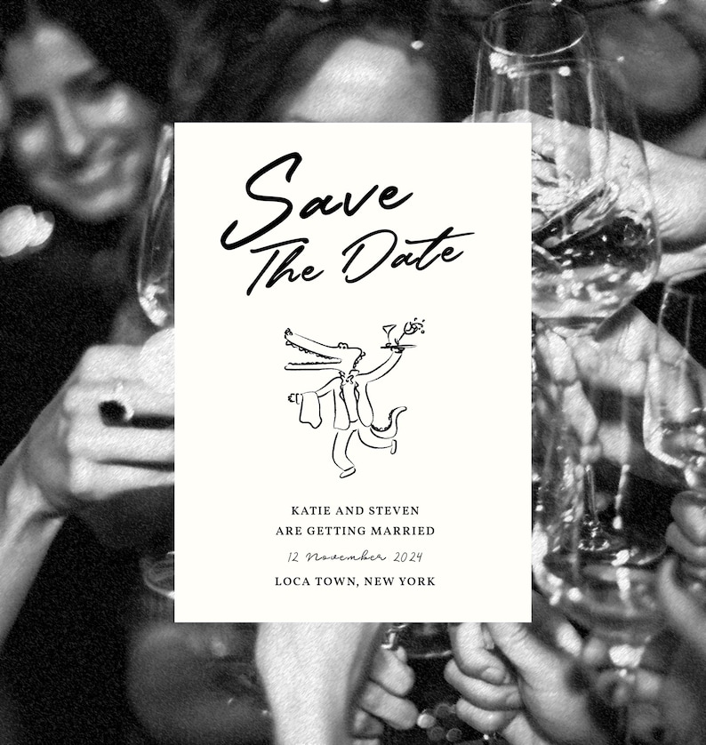 save the date with crocodile waitress