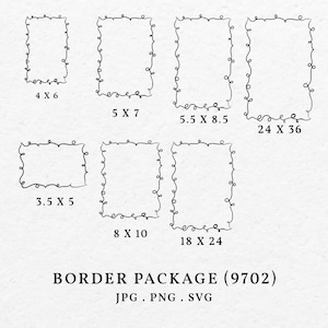 Scribble Border Illustration Package Bundle SVG PNG - Hand Drawn Whimsical Doodle Frame Clip Art For Wedding Invitation Bridal Shower 9702