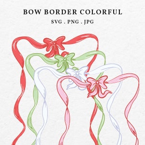 Noeud de bordure bordure cadre Illustration PNG SVG Bundle - bordure de noeuds colorés fantaisistes dessinés à la main pour carte d'icônes de baby shower et faire-part de mariage