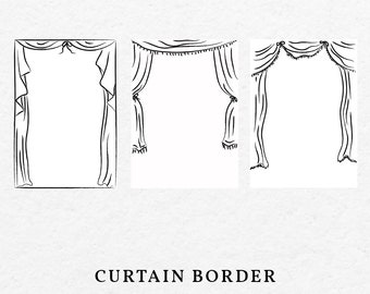 Hand-Drawn Curtain Frame Illustration – Whimsical Border SVG PNG