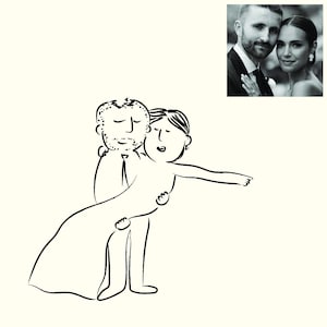 Handgezeichnete benutzerdefinierte Paar, Braut und Bräutigam personalisierte Illustration wunderlich, Mann und Frau, Freundin Freund Geschenk, Hochzeit Porträt