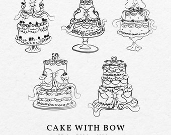 Hand-Drawn Wedding Cake Illustration Bundle – SVG PNG, Bridal Shower