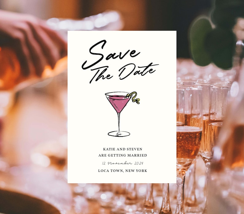 save the date cosmopolitan cocktail clip art