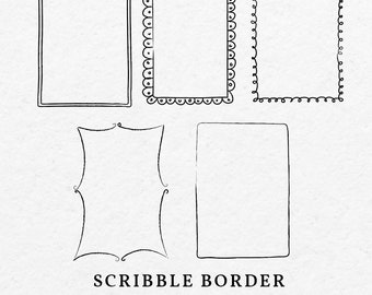 Scribbles Frame Illustration SVG PNG - Doodle Border Clipart, Drawing Sketchy Whimsical Frame, Hand Drawn Scrawled Art, Wedding invitation