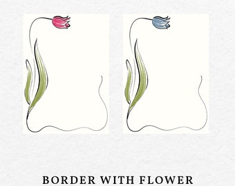 Handgezeichnete florale Bordürenillustration – Verspielte Hochzeitseinladung (SVG, PNG)