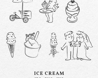 Hand-Drawn Ice Cream Illustration Clip Art – Wedding Menu (svg, png, jpg, pdf)