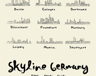 Handgetekende illustratie Duitse stad skyline – SVG, png-bundel