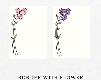 Borde floral dibujado a mano – Imágenes prediseñadas para invitaciones de boda (SVG, PNG)