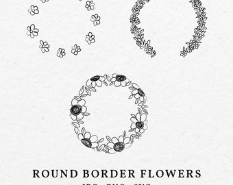 Floral Border Frame – Hand Drawn Flower Illustration (SVG, PNG)