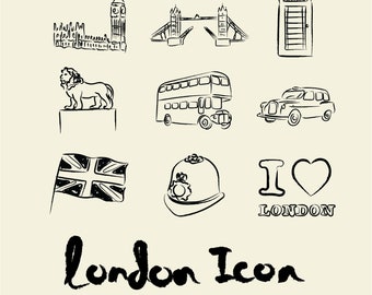 London City Icons Clip Art – Hand-Drawn SVG PNG Bundle