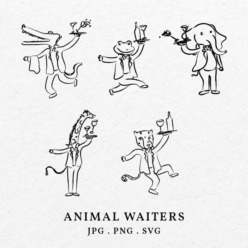 hand drawn animal waiter