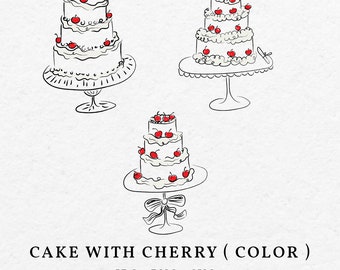 Hand-Drawn Wedding Cake Cherry Illustration – SVG PNG Clipart