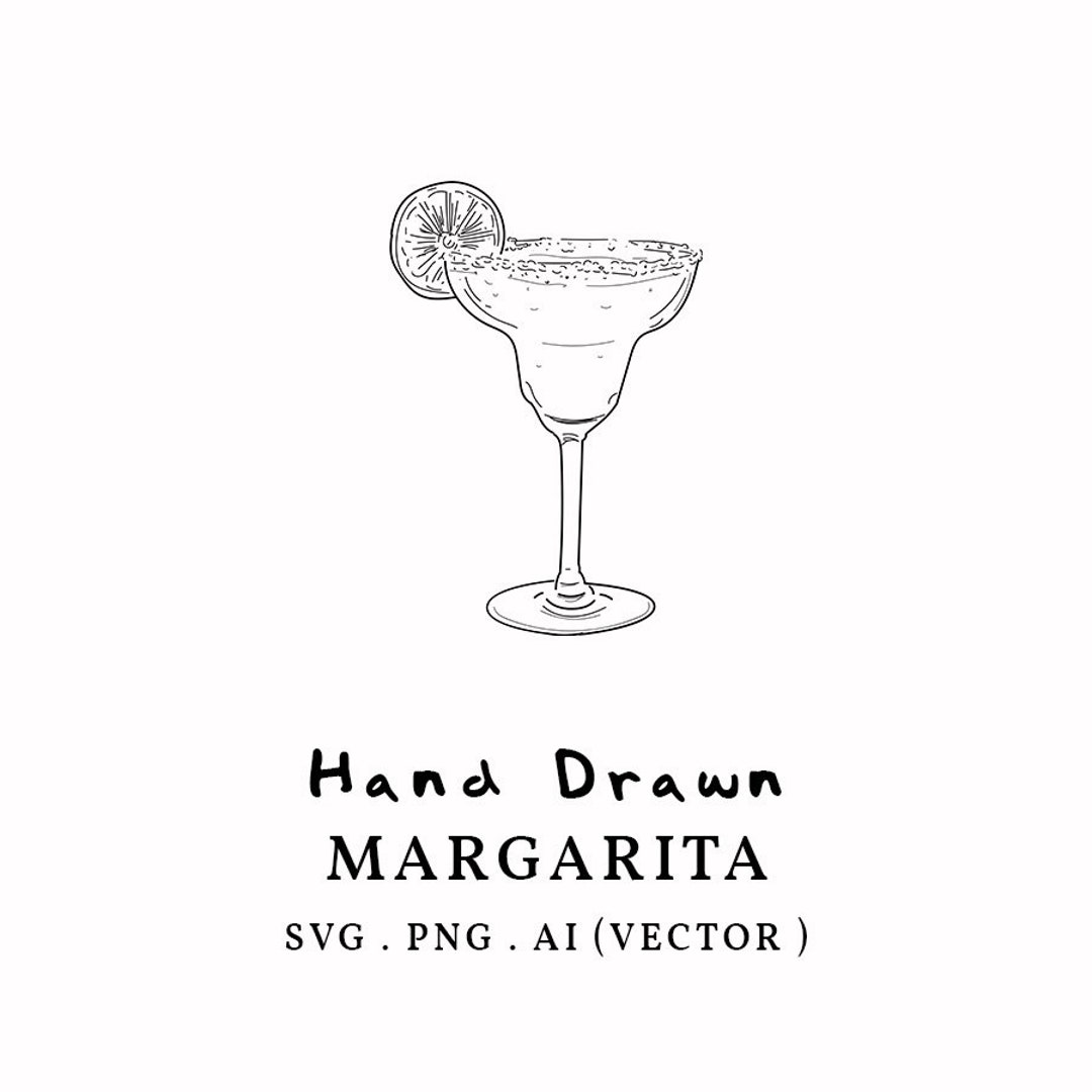 Margarita Cocktail SVG PNG Hand Drawn Drink Clip Art Wedding Etsy