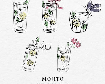 Hand-Drawn Mojito Illustration – Cocktail Icon Clip Art (svg, png, jpg, pdf)