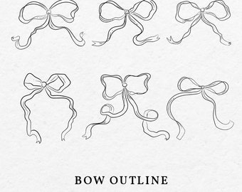 Bow Icon Illustration Bundle SVG PNG - Hand Drawn Bows Outline Clip Art, Drawing Ribbon For Wedding, Bridal Shower, Baby Shower Invitation