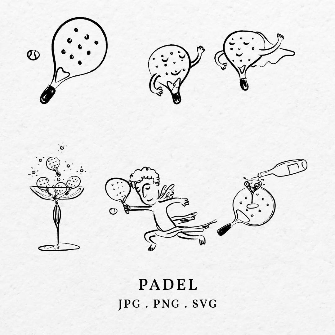 Hand-drawn Padel Racket Clip Art – Whimsical Doodle SVG PNG (digital ...