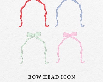 Bow Colorful Illustration PNG SVG - Pink Ribbon Icon, Baby Blue Bows For Wedding Invitation and Baby Shower Invite, Red Bows Art Outline